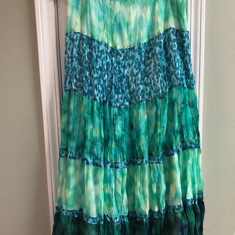 Green multi full skirt